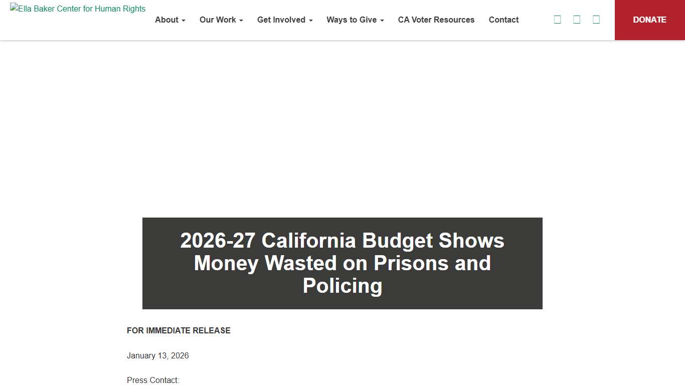 2026-27 California Budget Shows Money Wasted on Prisons and Policing - Ella Baker Center for Human Rights