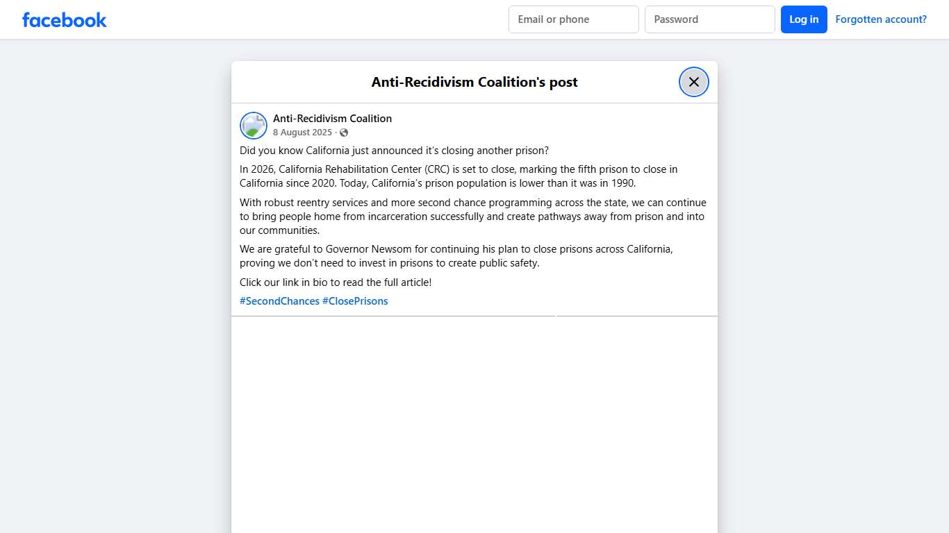 Did you know California just... - Anti-Recidivism Coalition Facebook